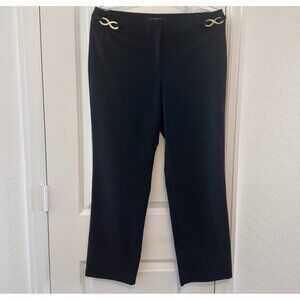 Ellen Tracy Black Cropped Dress Pants With Gold Infinity Accent Size 8P